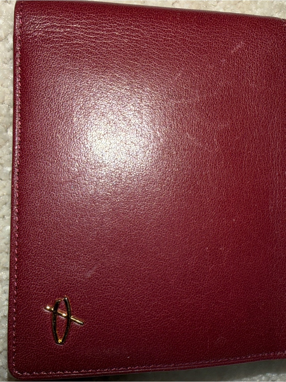 Leather Folio bi fold wallet men’s  - Burgundy